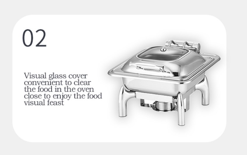 Flip-top Round Chafing dish with visual glass cover