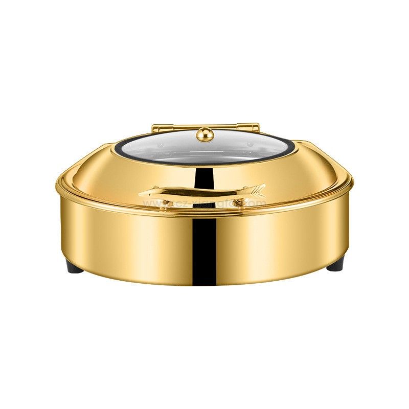 Round chafing dish with glass lid