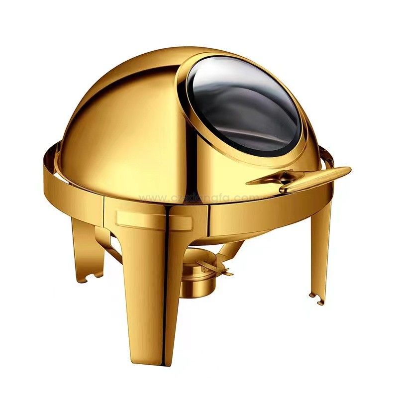 Flip-top Round Chafing dish with visual glass cover