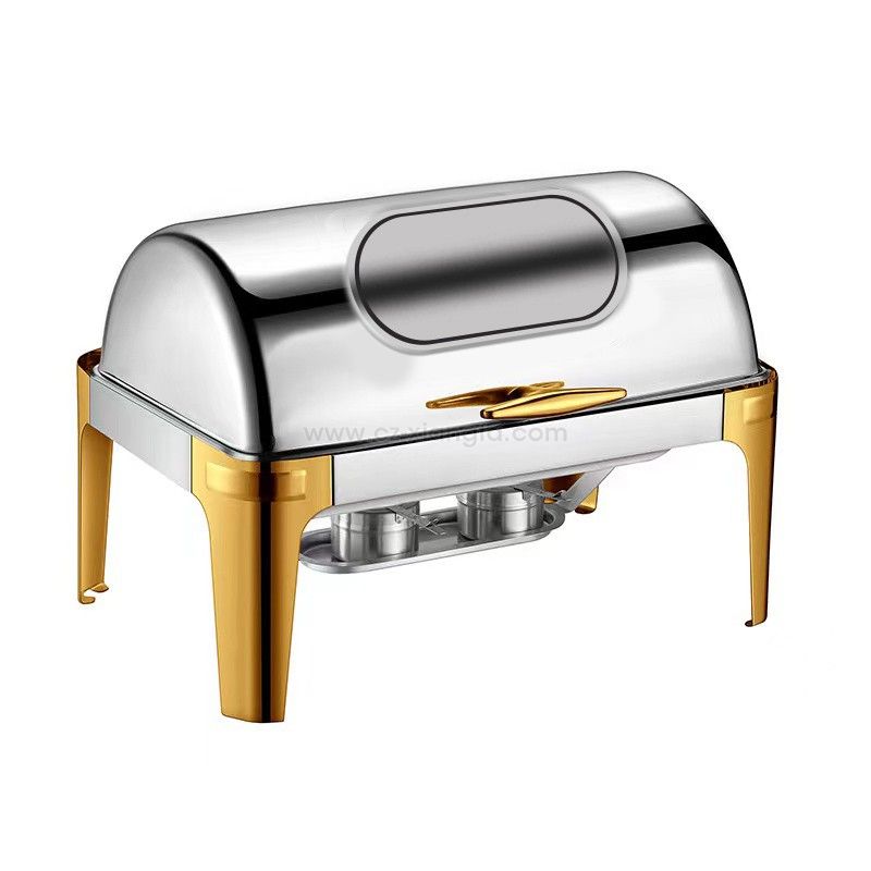 Flip-top Chafing dish with visual glass cover