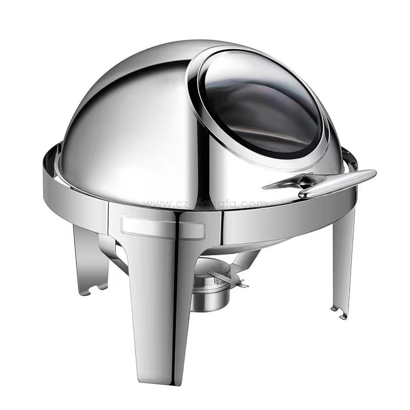 Flip-top Chafing dish with visual glass cover