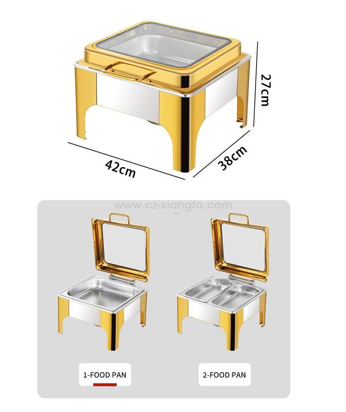Square Visual glass cover Chafing dish